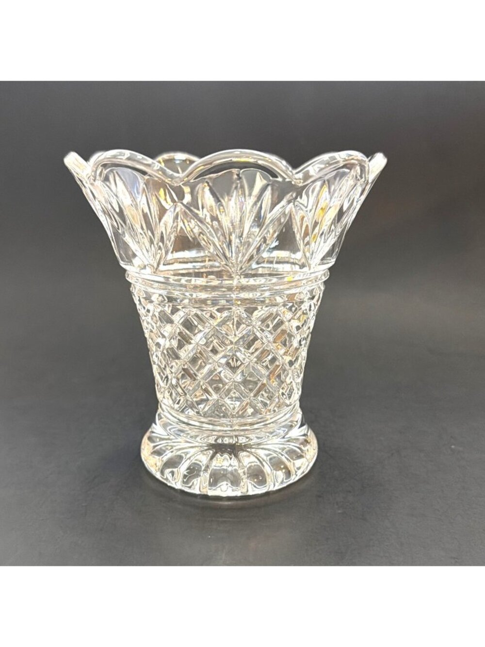 Marquis Waterford Honour Crystal Vase Flared Scalloped Rim Diamond Cut Germany - Picture 9 of 9